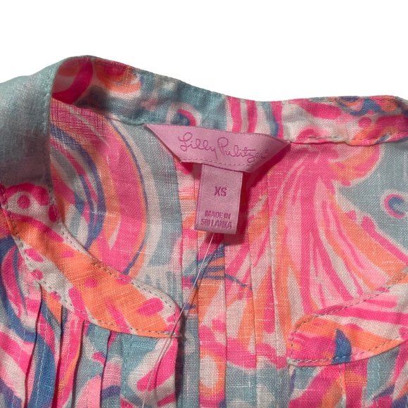 Lilly Pulitzer XS New With‎ Tags Pink Pout 100% Linen Sleeveless Sarasota Tunic - Picture 2 of 7